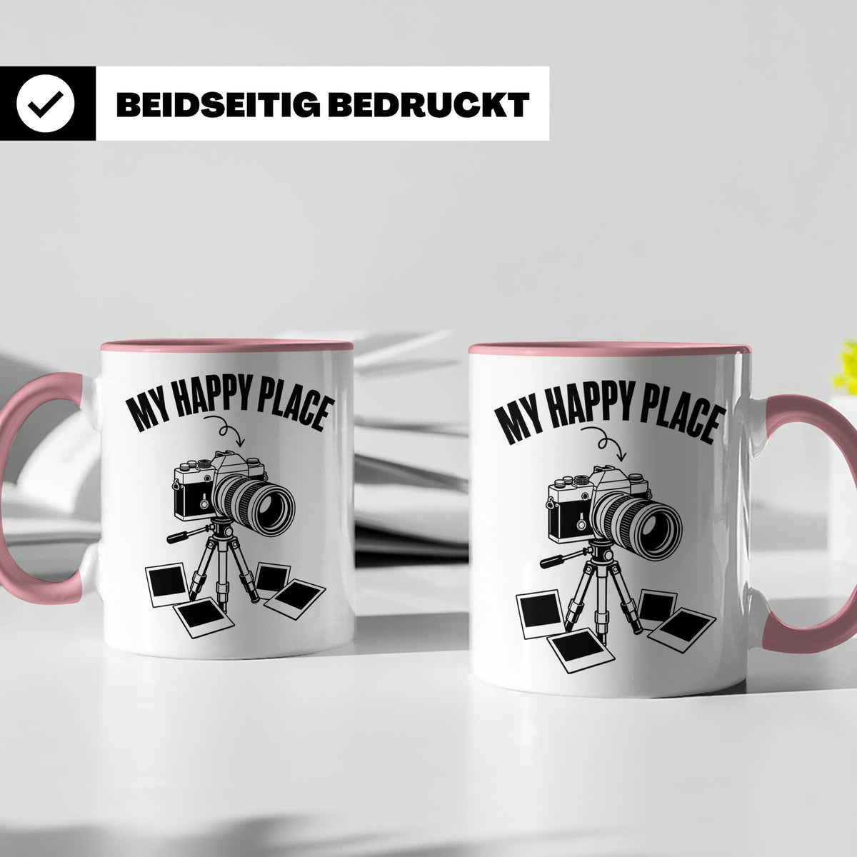 Fotograf Tasse My Happy Place Geschenk für Fotografen & Foto – Rosa [farbe:rosa]