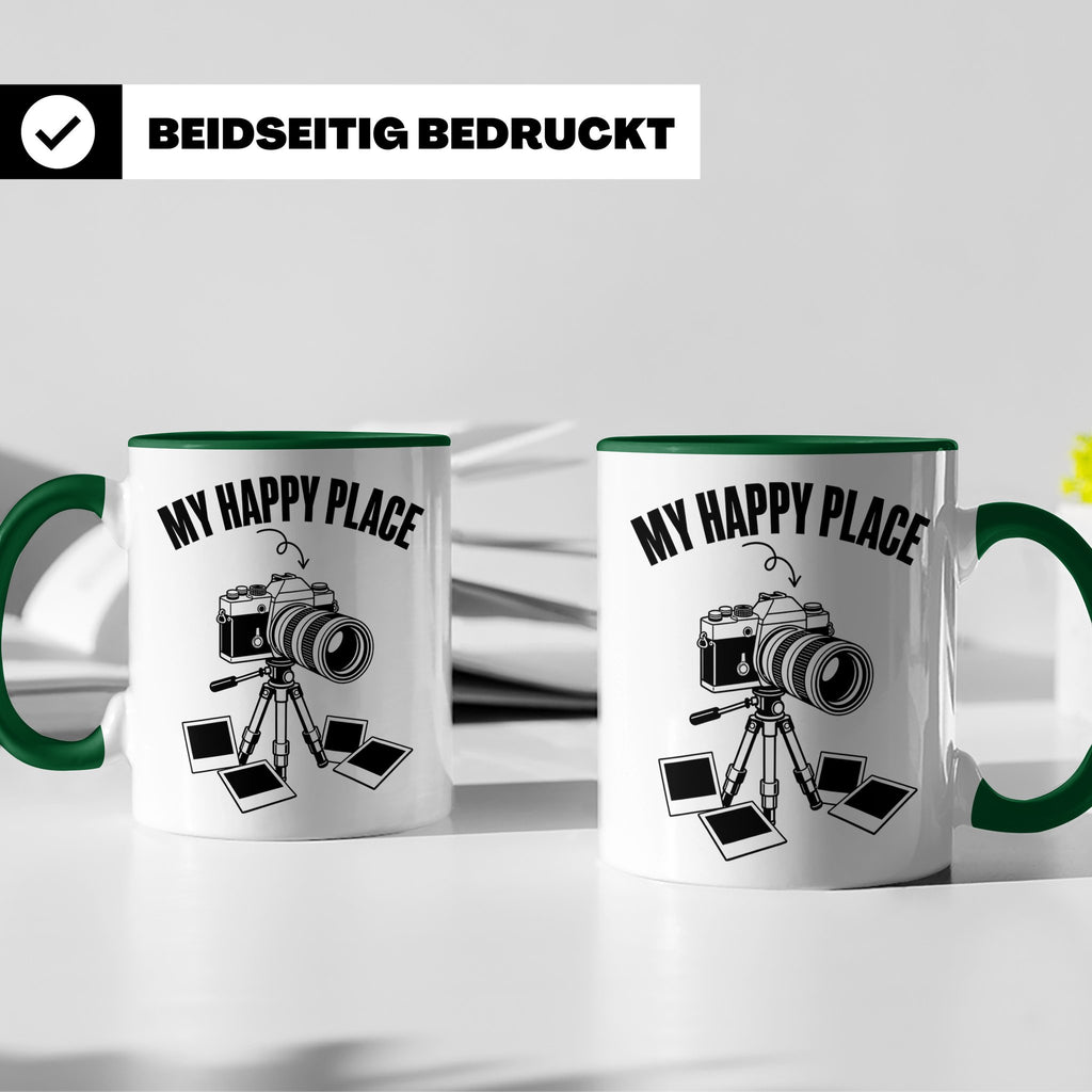 Fotograf Tasse My Happy Place Geschenk für Fotografen & Foto – Grün [farbe:grün]