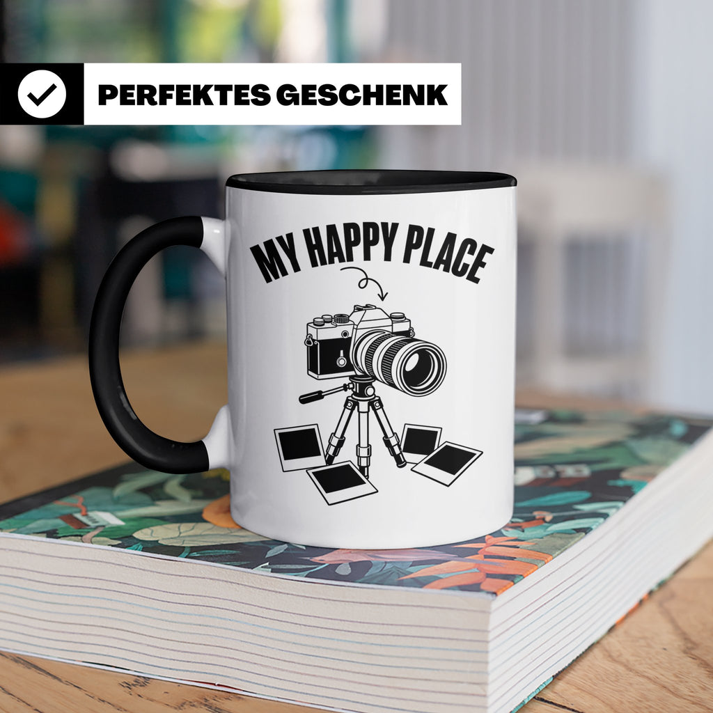 Fotograf Tasse My Happy Place Geschenk für Fotografen & Foto – Schwarz [farbe:schwarz]