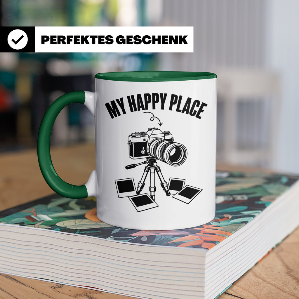 Fotograf Tasse My Happy Place Geschenk für Fotografen & Foto – Grün [farbe:grün]