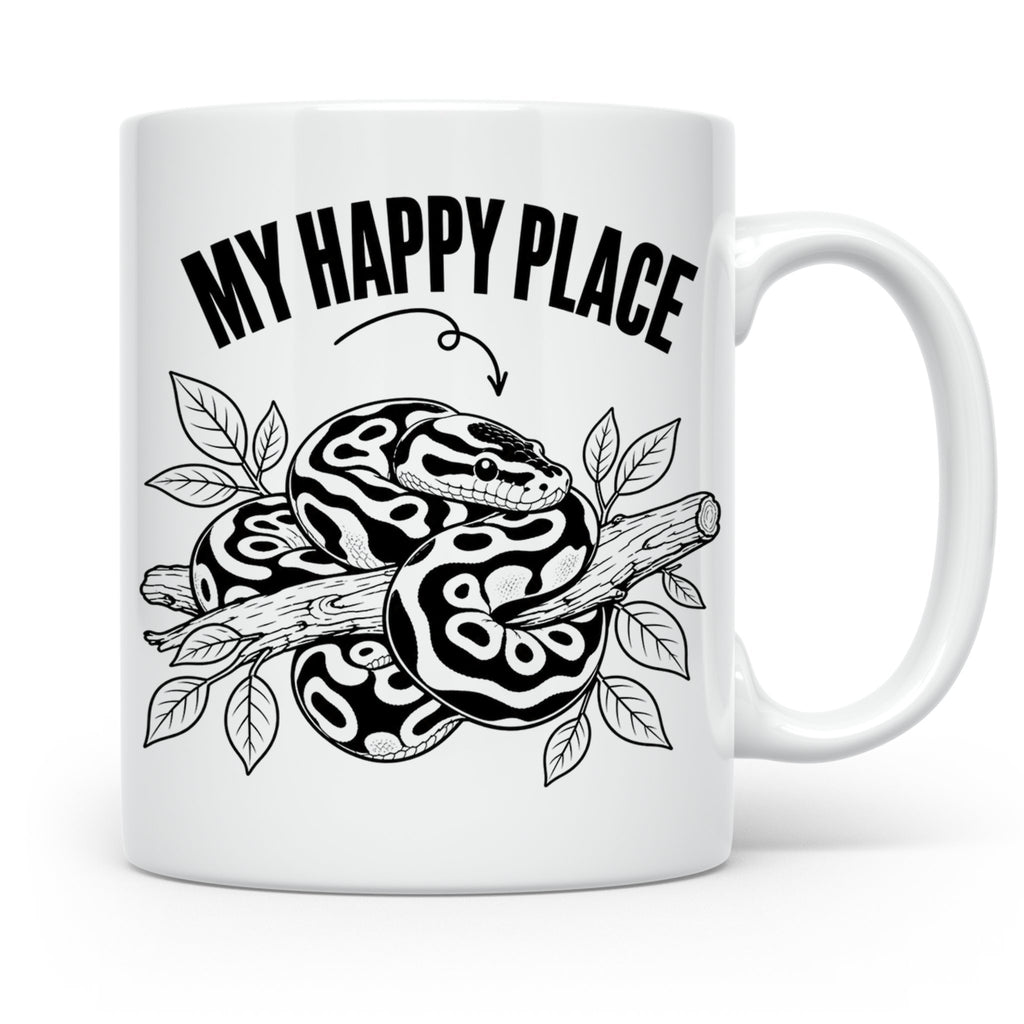Königspython Tasse My Happy Place Geschenk für Schlangenhalt – Weiß [farbe:weiß]
