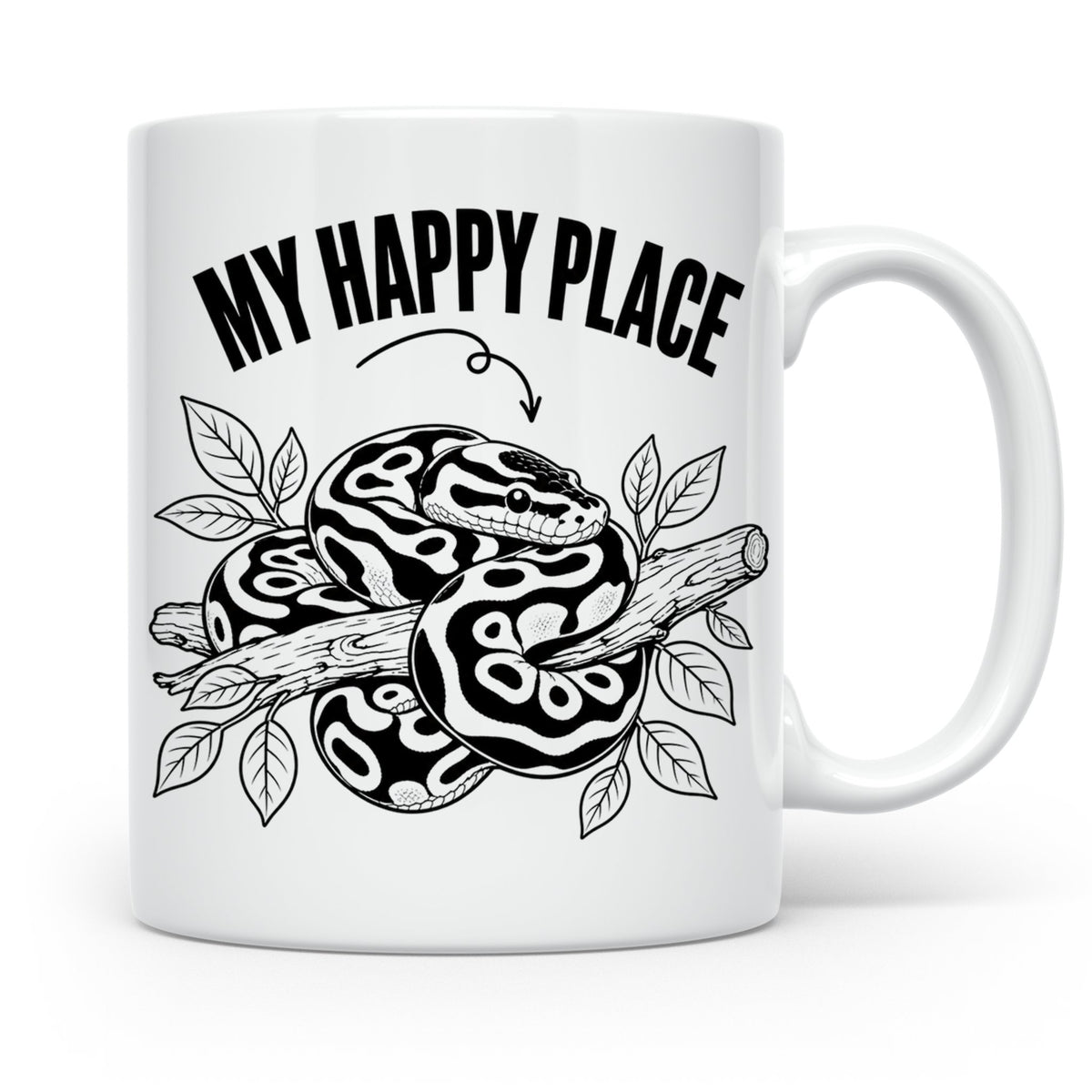 Königspython Tasse My Happy Place Geschenk für Schlangenhalt – Weiß [farbe:weiß]