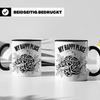 Königspython Tasse My Happy Place Geschenk für Schlangenhalt – Schwarz [farbe:schwarz]