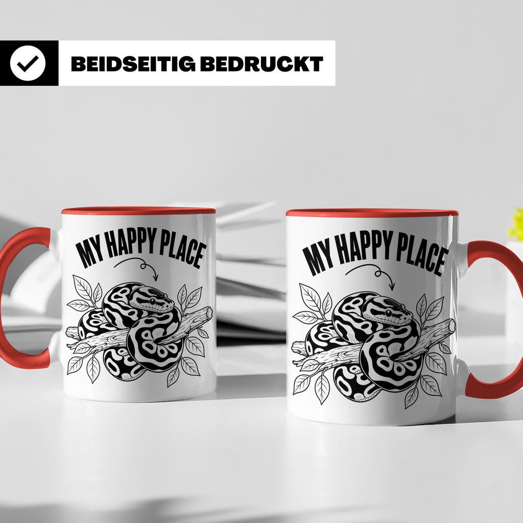 Königspython Tasse My Happy Place Geschenk für Schlangenhalt – Rot [farbe:rot]