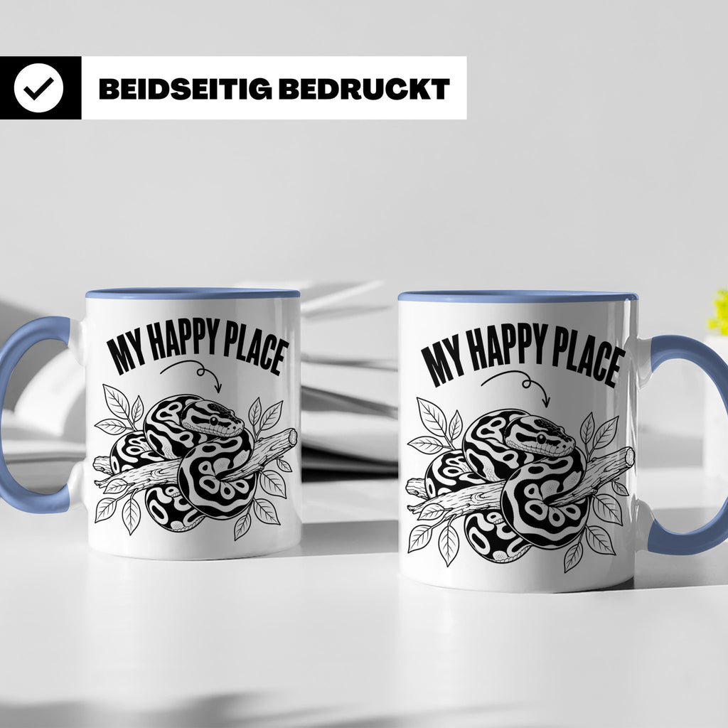 Königspython Tasse My Happy Place Geschenk für Schlangenhalt – Blau [farbe:blau]