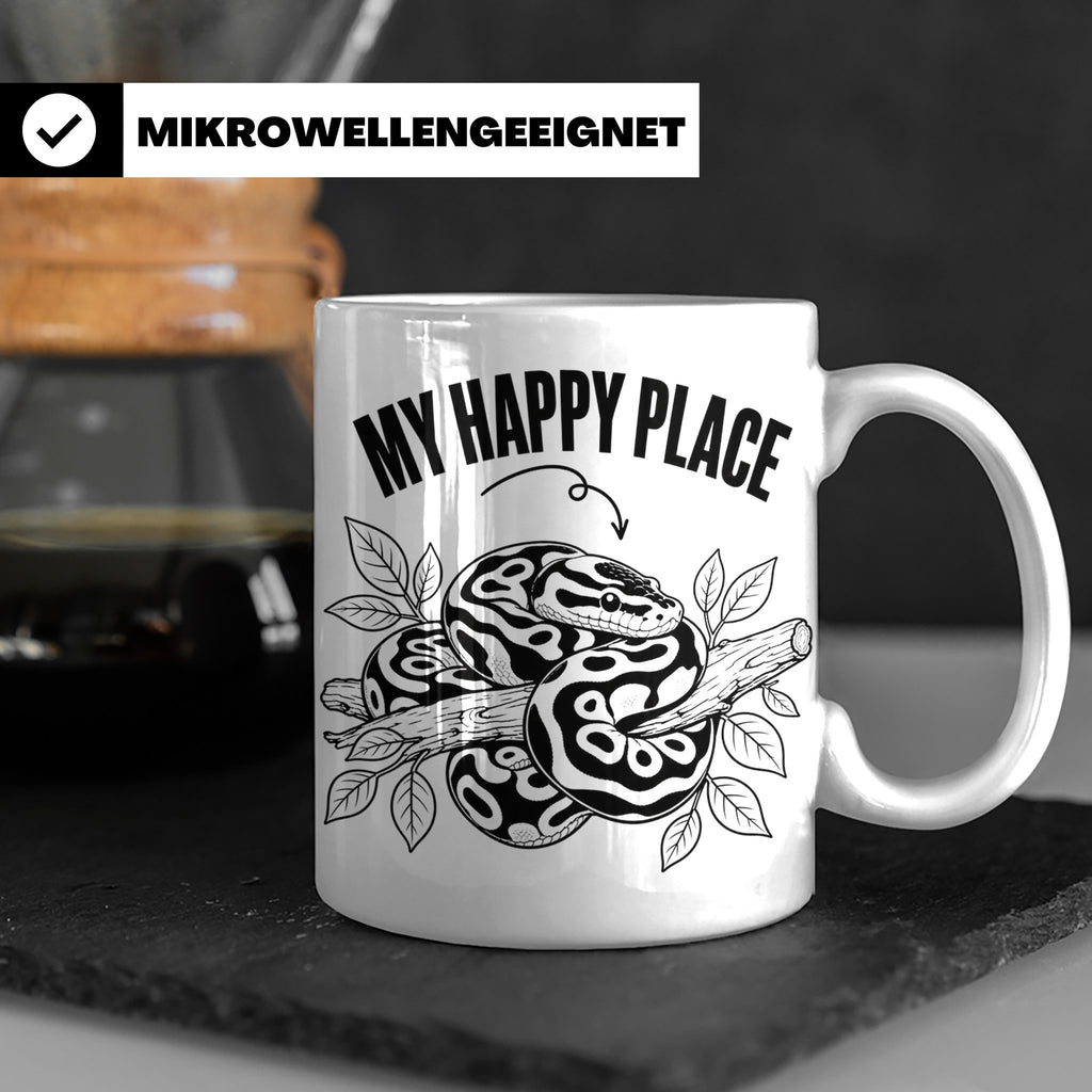 Königspython Tasse My Happy Place Geschenk für Schlangenhalt – Weiß [farbe:weiß]