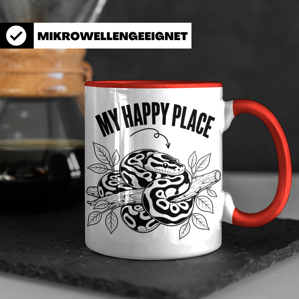 Königspython Tasse My Happy Place Geschenk für Schlangenhalt – Rot [farbe:rot]