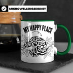 Königspython Tasse My Happy Place Geschenk für Schlangenhalt – Grün [farbe:grün]