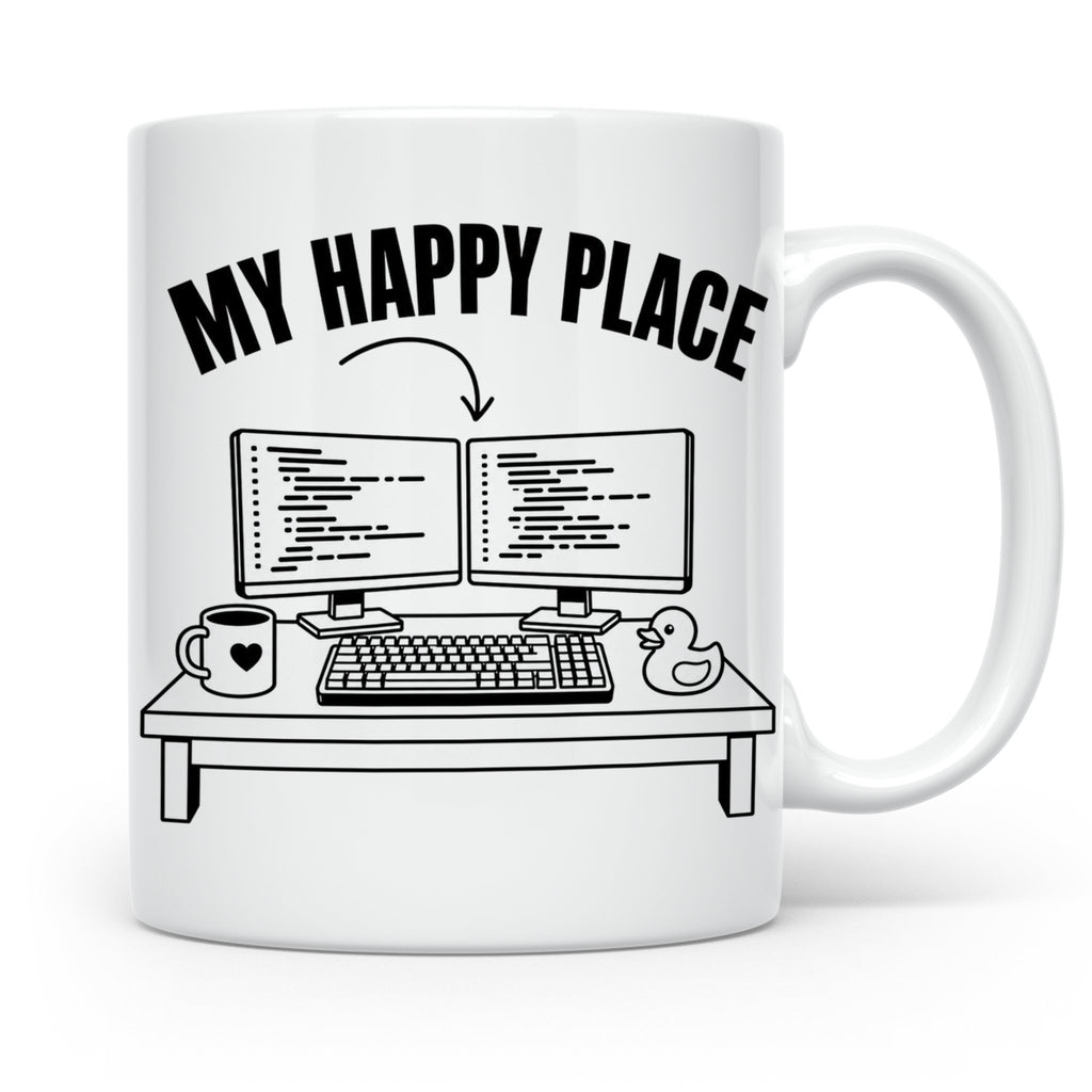 Programmierer Tasse My Happy Place Spruch Lustige Kaffeetass – Weiß [farbe:weiß]
