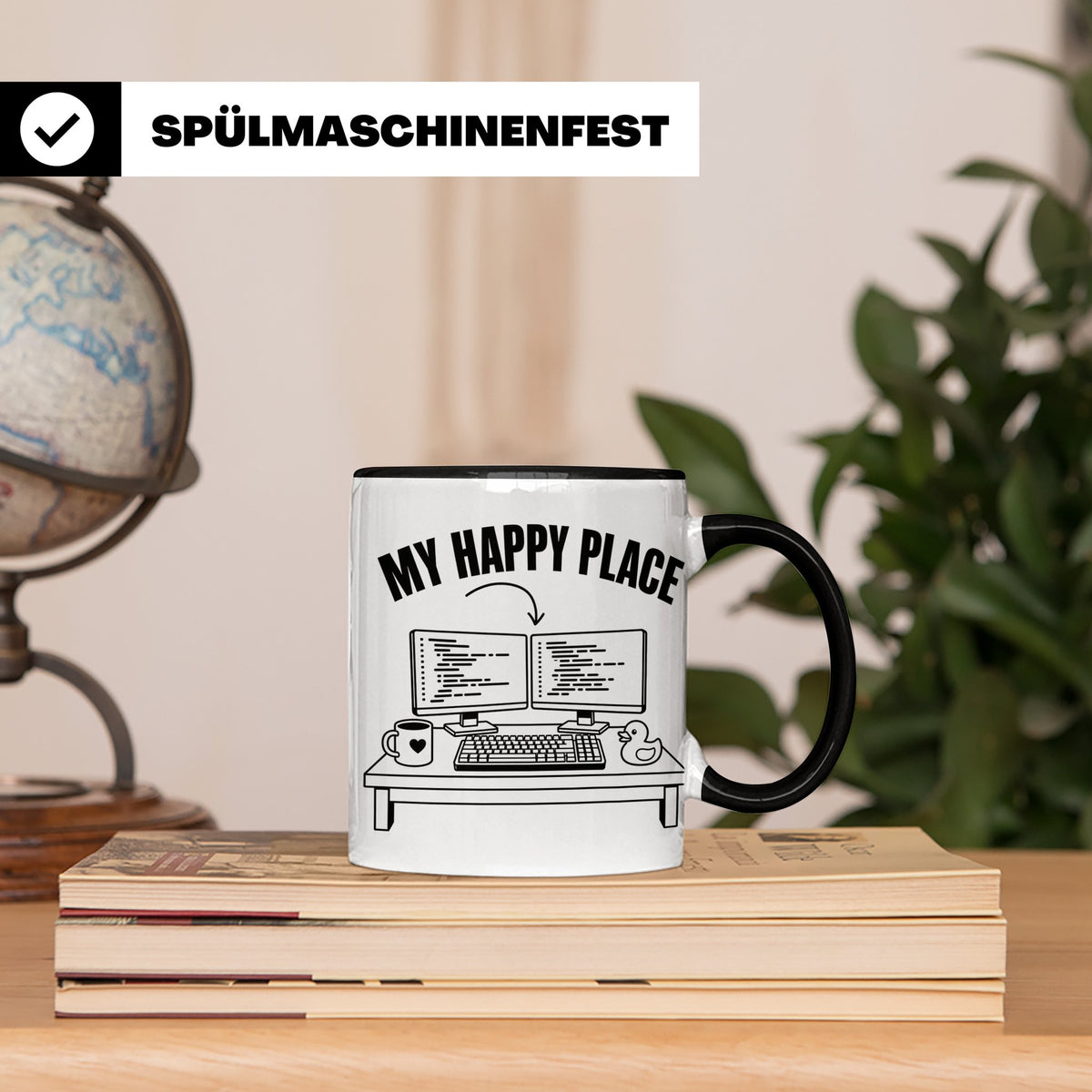 Programmierer Tasse My Happy Place Spruch Lustige Kaffeetass – Schwarz [farbe:schwarz]
