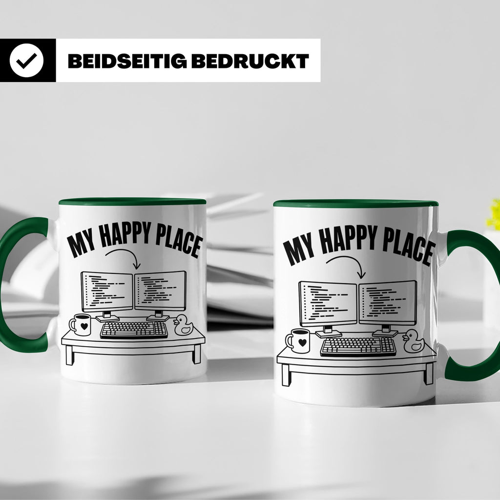 Programmierer Tasse My Happy Place Spruch Lustige Kaffeetass – Grün [farbe:grün]
