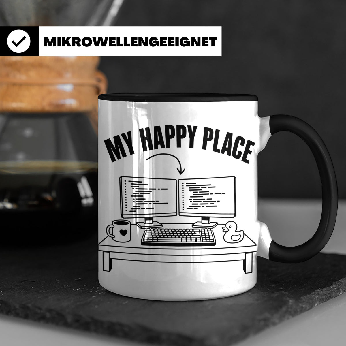 Programmierer Tasse My Happy Place Spruch Lustige Kaffeetass – Schwarz [farbe:schwarz]
