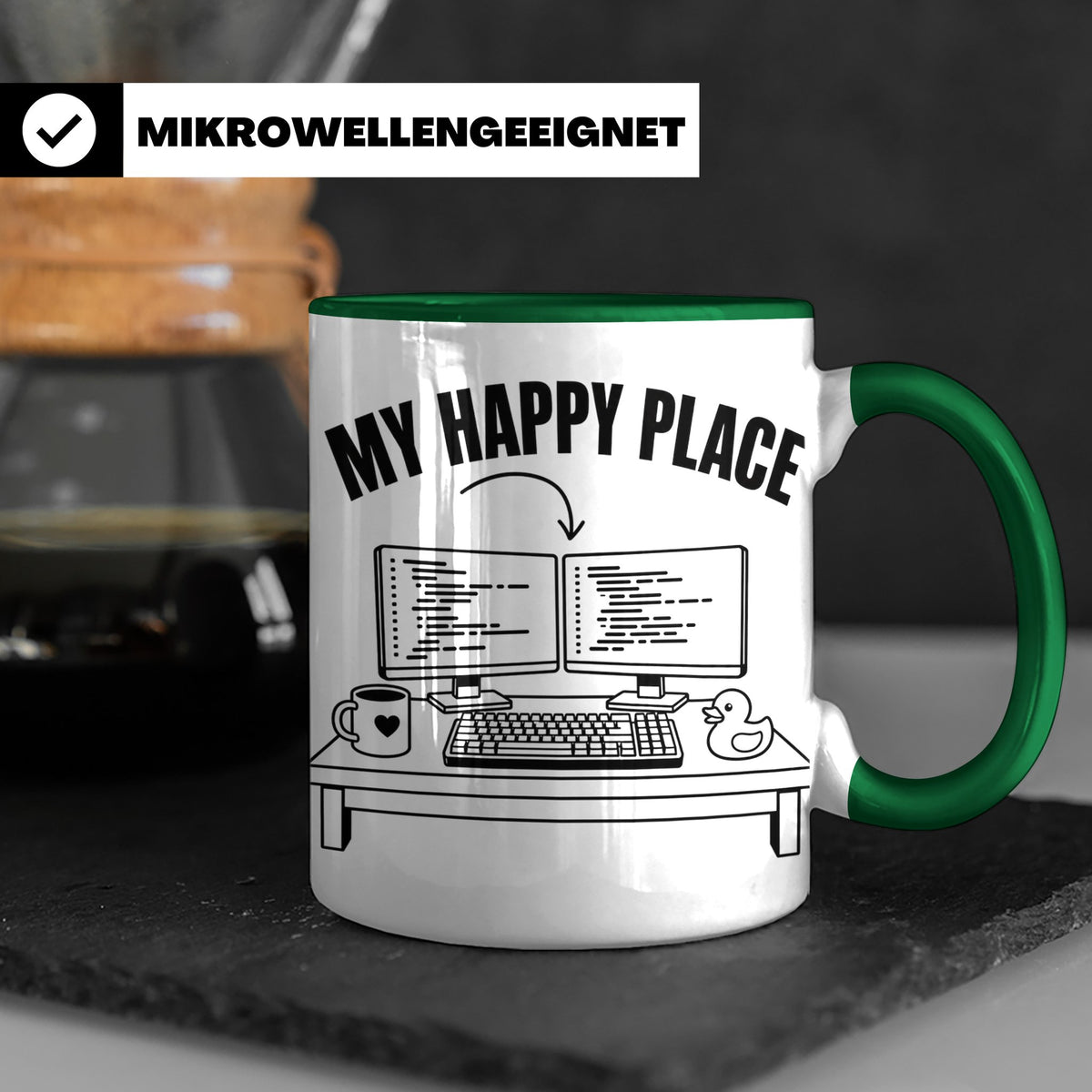 Programmierer Tasse My Happy Place Spruch Lustige Kaffeetass – Grün [farbe:grün]