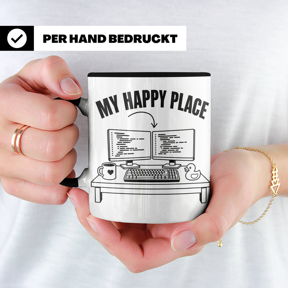 Programmierer Tasse My Happy Place Spruch Lustige Kaffeetass – Schwarz [farbe:schwarz]