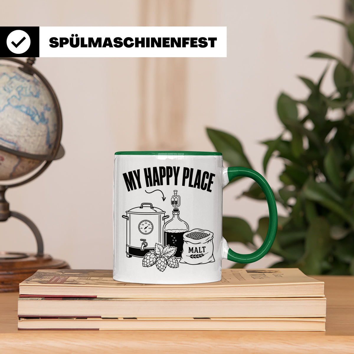 Hobbybrauer Tasse My Happy Place, lustiger Becher für Bierbr – Grün [farbe:grün]