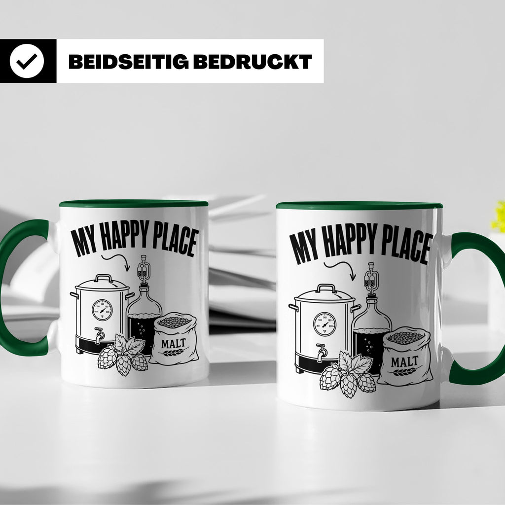 Hobbybrauer Tasse My Happy Place, lustiger Becher für Bierbr – Grün [farbe:grün]