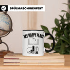 American Football Tasse mit Spruch My Happy Place Geschenk f – Schwarz [farbe:schwarz]
