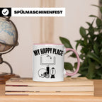 American Football Tasse mit Spruch My Happy Place Geschenk f – Rosa [farbe:rosa]