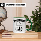 American Football Tasse mit Spruch My Happy Place Geschenk f – Grün [farbe:grün]