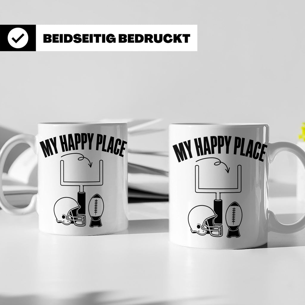 American Football Tasse mit Spruch My Happy Place Geschenk f – Weiß [farbe:weiß]