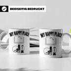 American Football Tasse mit Spruch My Happy Place Geschenk f – Weiß [farbe:weiß]