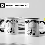 American Football Tasse mit Spruch My Happy Place Geschenk f – Schwarz [farbe:schwarz]