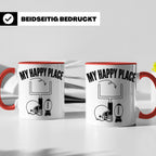 American Football Tasse mit Spruch My Happy Place Geschenk f – Rot [farbe:rot]