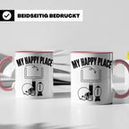 American Football Tasse mit Spruch My Happy Place Geschenk f – Rosa [farbe:rosa]