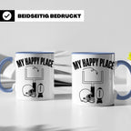 American Football Tasse mit Spruch My Happy Place Geschenk f – Blau [farbe:blau]