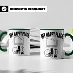 American Football Tasse mit Spruch My Happy Place Geschenk f – Grün [farbe:grün]