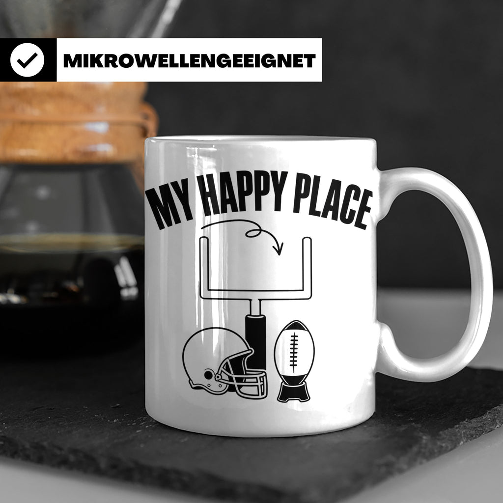 American Football Tasse mit Spruch My Happy Place Geschenk f – Weiß [farbe:weiß]