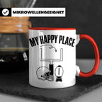 American Football Tasse mit Spruch My Happy Place Geschenk f – Rot [farbe:rot]