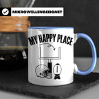 American Football Tasse mit Spruch My Happy Place Geschenk f – Blau [farbe:blau]