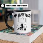 American Football Tasse mit Spruch My Happy Place Geschenk f – Schwarz [farbe:schwarz]