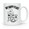 Maler Tasse My Happy Place mit Staffelei & Landschaftsmotiv  – Weiß [farbe:weiß]