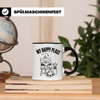 Maler Tasse My Happy Place mit Staffelei & Landschaftsmotiv  – Schwarz [farbe:schwarz]