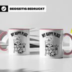 Maler Tasse My Happy Place mit Staffelei & Landschaftsmotiv  – Rosa [farbe:rosa]