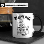 Maler Tasse My Happy Place mit Staffelei & Landschaftsmotiv  – Schwarz [farbe:schwarz]
