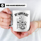 Maler Tasse My Happy Place mit Staffelei & Landschaftsmotiv  – Weiß [farbe:weiß]