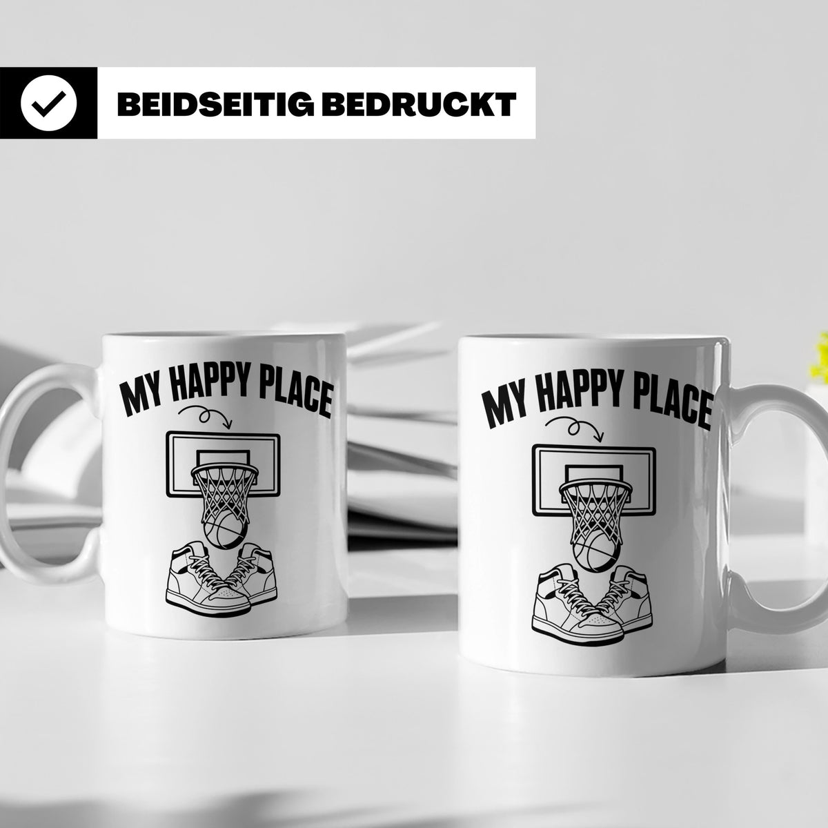 Basketball Tasse My Happy Place Kaffeetasse für Basketballsp – Weiß [farbe:weiß]