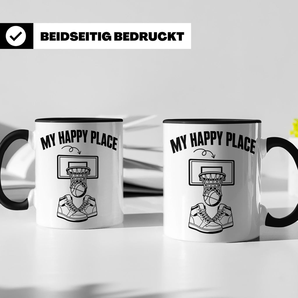 Basketball Tasse My Happy Place Kaffeetasse für Basketballsp – Schwarz [farbe:schwarz]