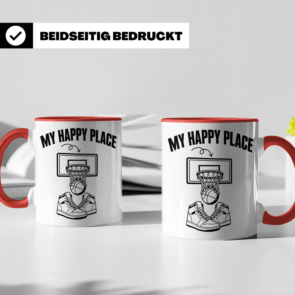 Basketball Tasse My Happy Place Kaffeetasse für Basketballsp – Rot [farbe:rot]