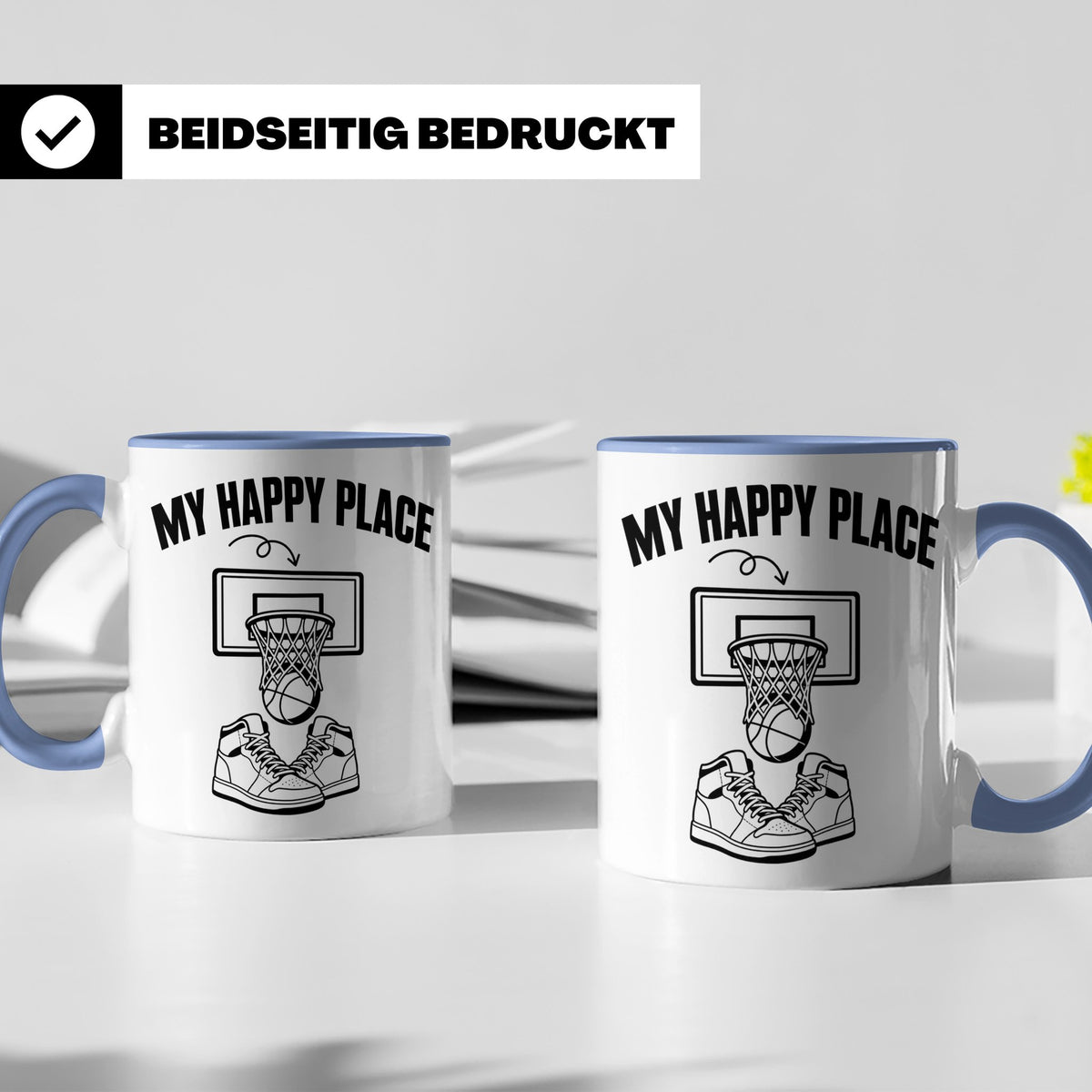 Basketball Tasse My Happy Place Kaffeetasse für Basketballsp – Blau [farbe:blau]