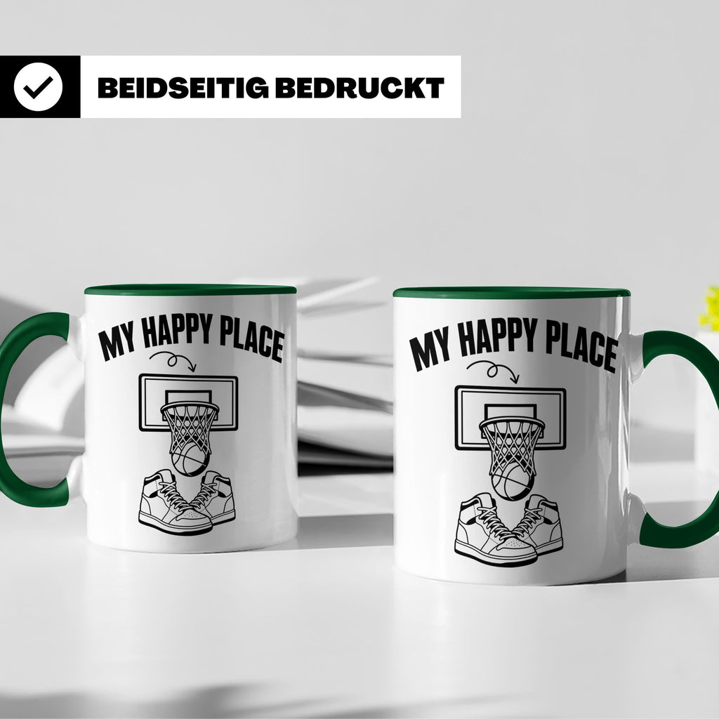 Basketball Tasse My Happy Place Kaffeetasse für Basketballsp – Grün [farbe:grün]