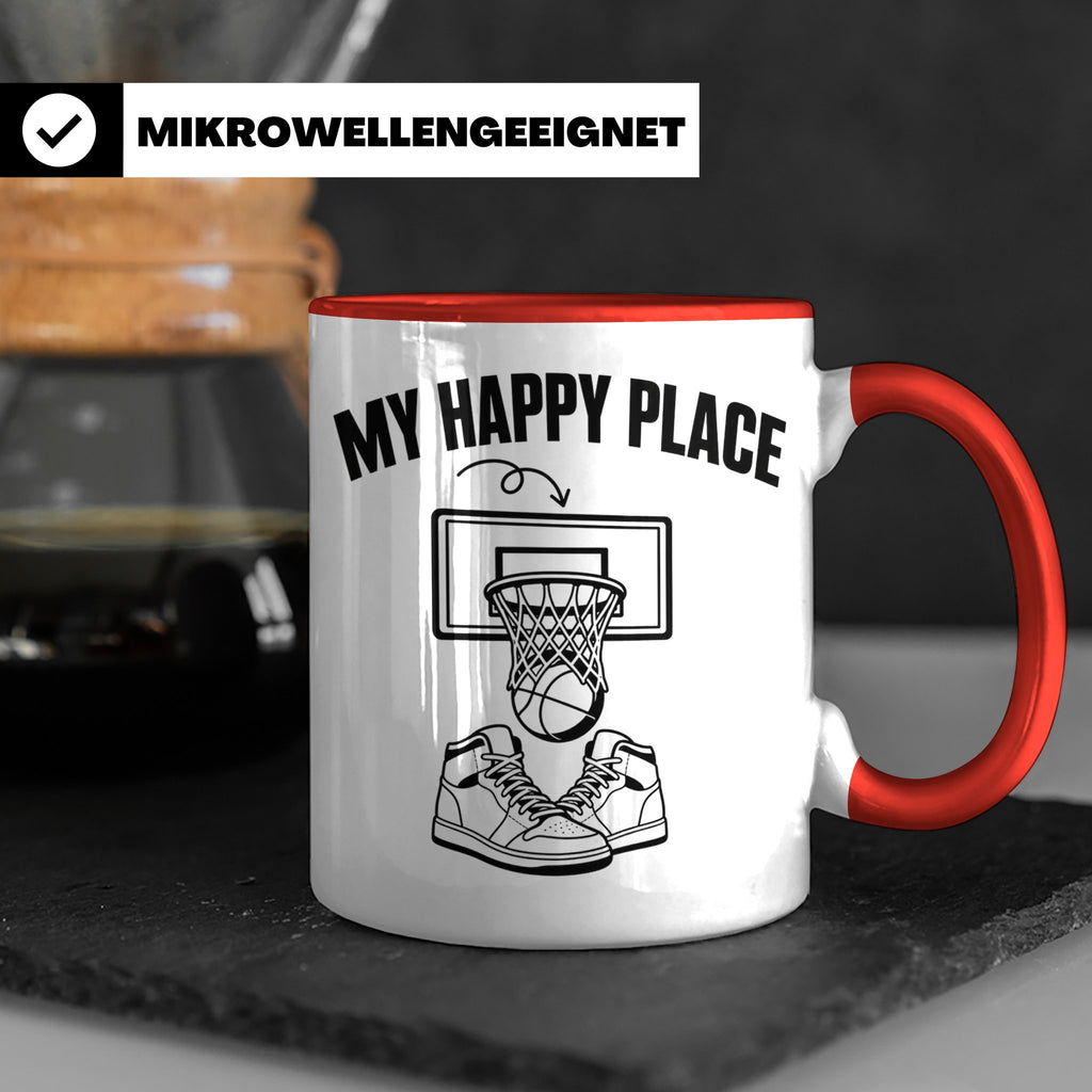 Basketball Tasse My Happy Place Kaffeetasse für Basketballsp – Rot [farbe:rot]