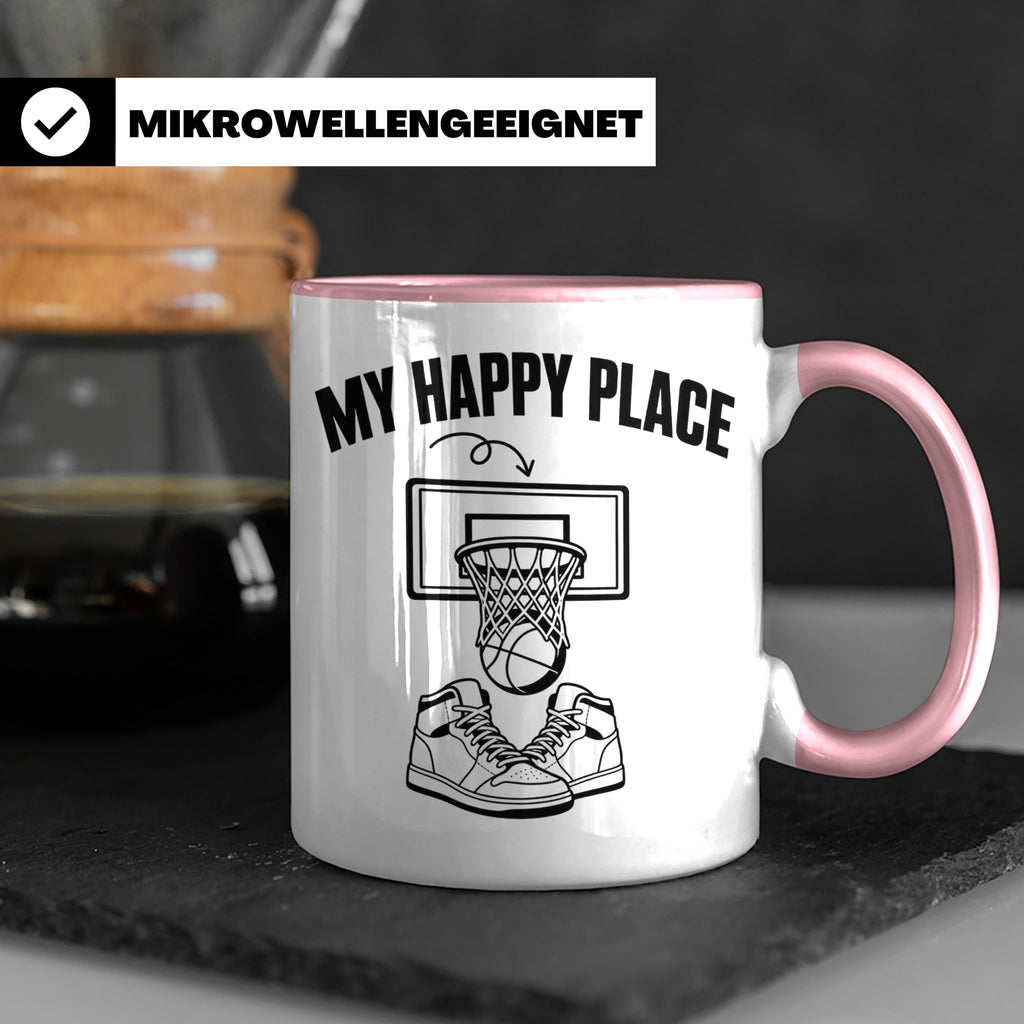 Basketball Tasse My Happy Place Kaffeetasse für Basketballsp – Rosa [farbe:rosa]