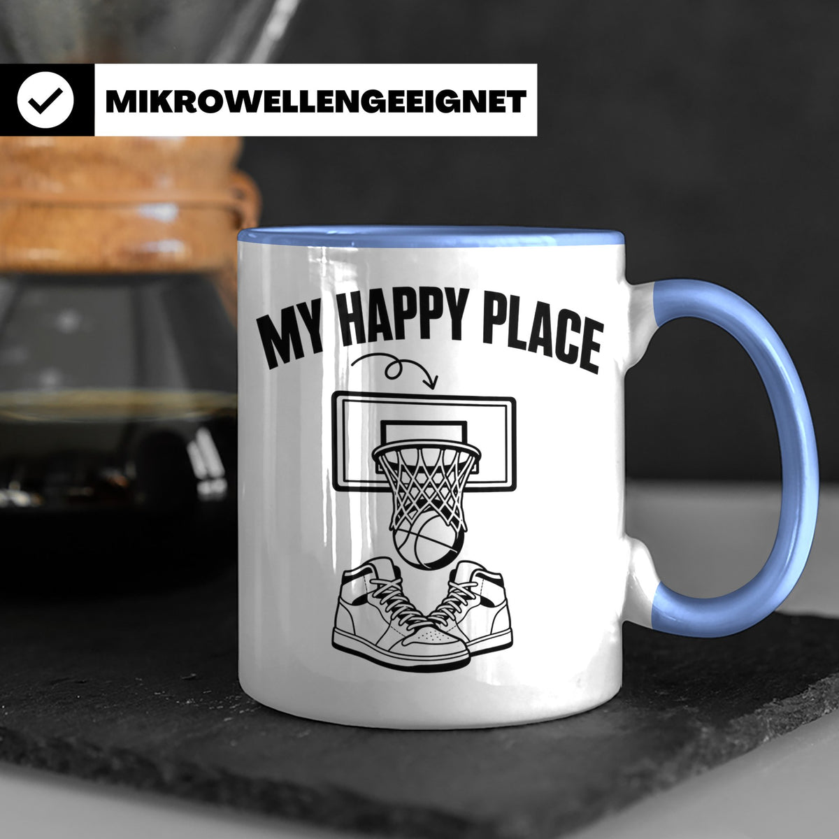 Basketball Tasse My Happy Place Kaffeetasse für Basketballsp – Blau [farbe:blau]