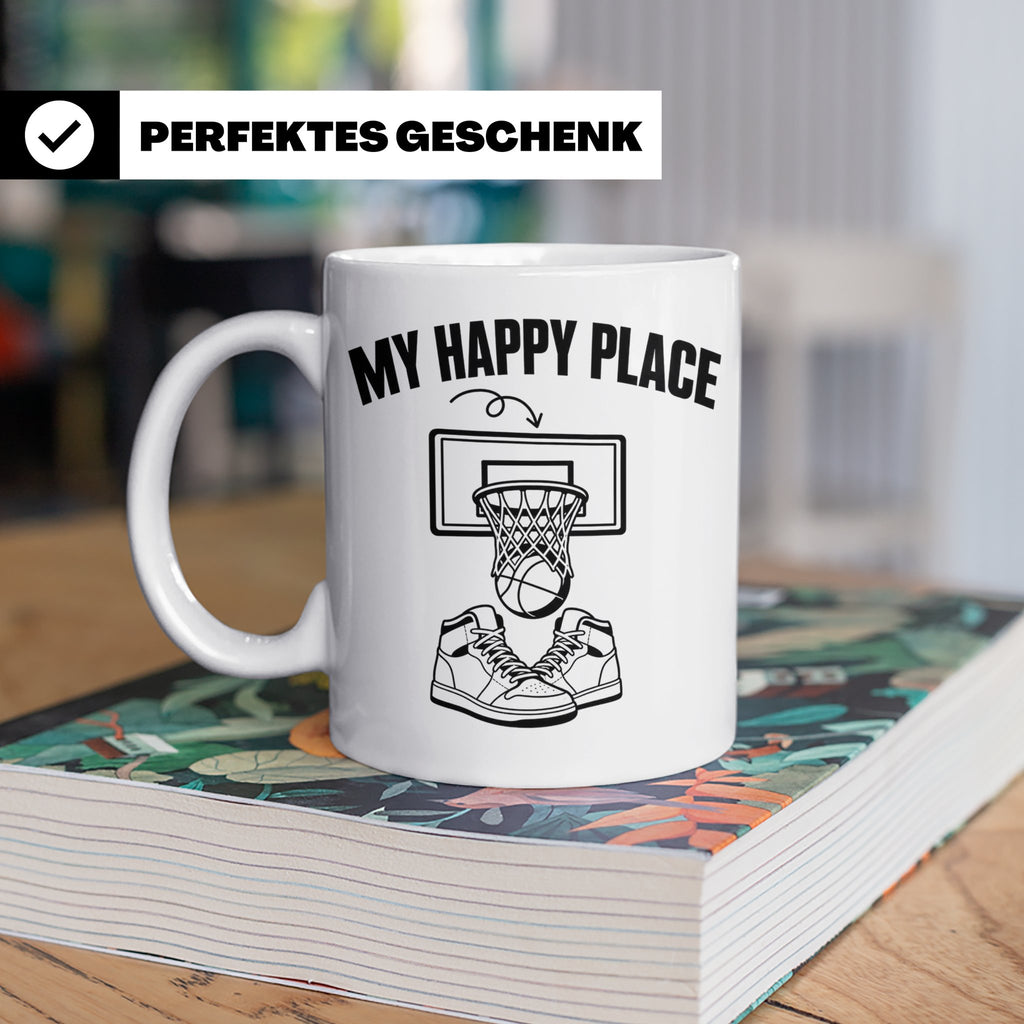 Basketball Tasse My Happy Place Kaffeetasse für Basketballsp – Weiß [farbe:weiß]
