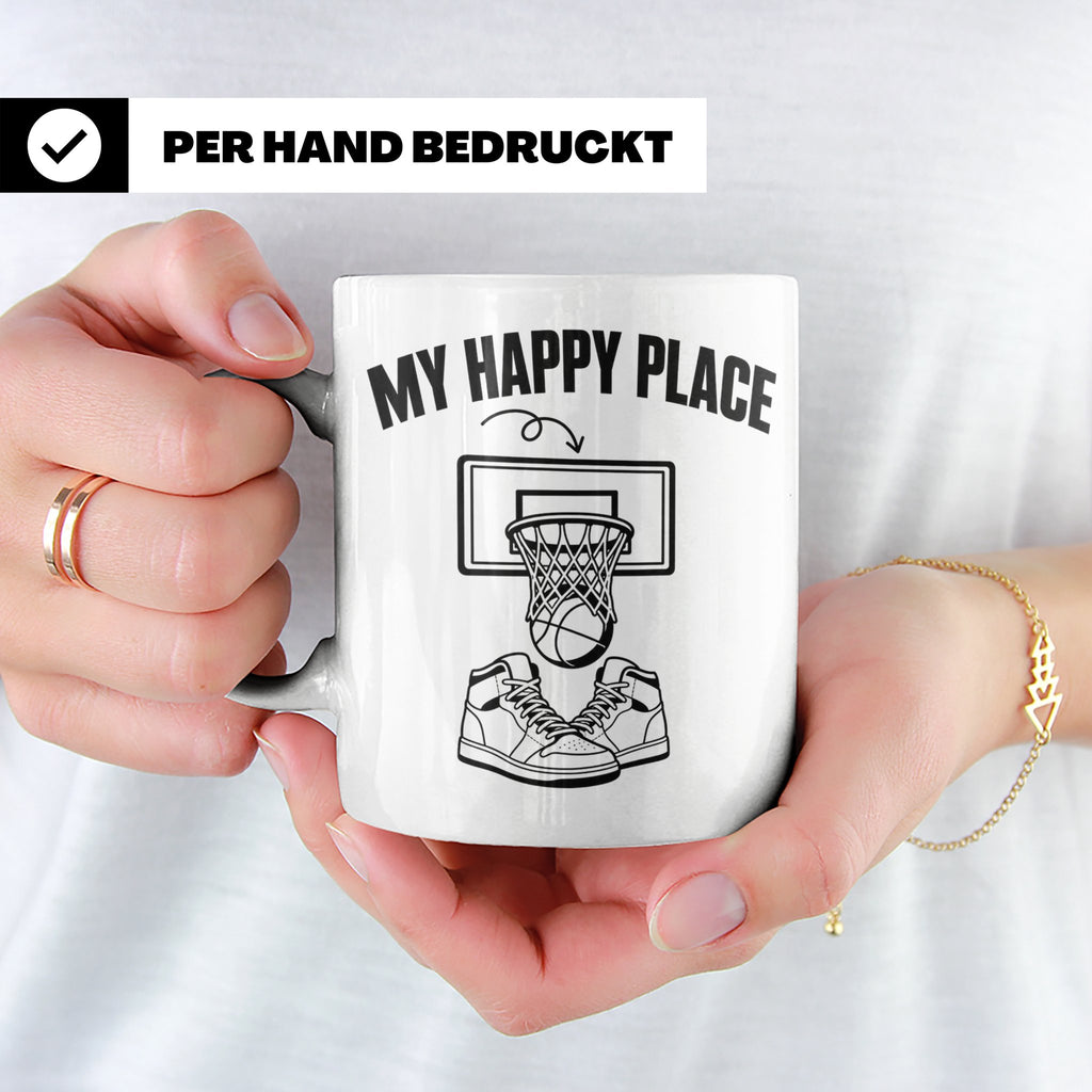 Basketball Tasse My Happy Place Kaffeetasse für Basketballsp – Weiß [farbe:weiß]