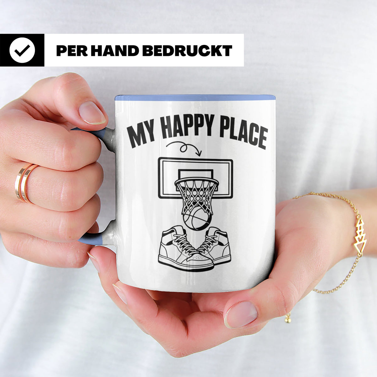 Basketball Tasse My Happy Place Kaffeetasse für Basketballsp – Blau [farbe:blau]